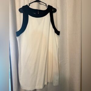 Sleeveless White Tank with Black Trim